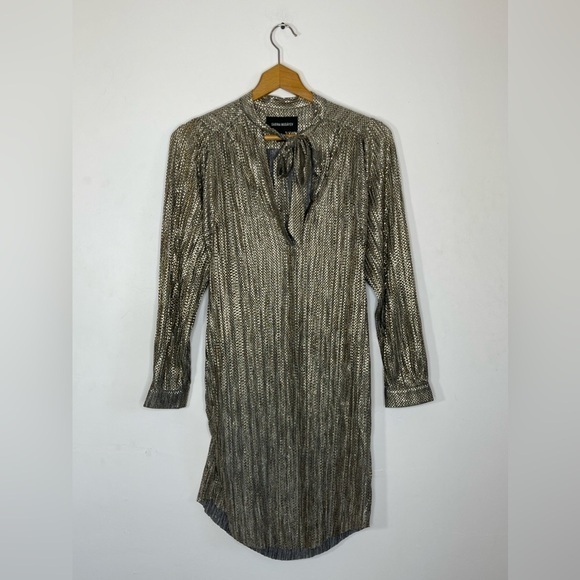 Sabina Musayev‎ Metallic Tie Neck Shimmer Dress - Picture 3 of 10